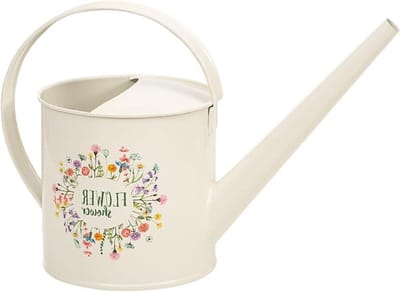Kleine gieter voor de tuin - decoratieve bloemendouche - 12 l inhoud - crème off-white - "Flower Shower" - blad bloesem design
