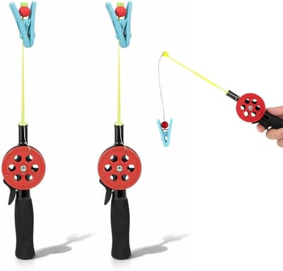 SnelShoppen - Kids Crab Rod Set van 2, 33.5cm Crab Rod, Draagbare Visstok voor Kinderen, Ideaal voor Krabben en Garnaal Vangen, Random Kleur, Buitenac