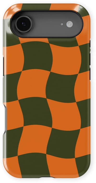 Checkered Warp Hoesje geschikt voor iPhone 17 Air | Geschikt Voor Mag | Uniek Design Hoesje | Beschermhoes geschikt voor iPhone 17 Air Pumpkin Pulse