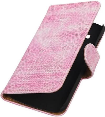 Hagedis Bookstyle Wallet Case Hoesje Geschikt voor Huawei Ascend Y540 Roze