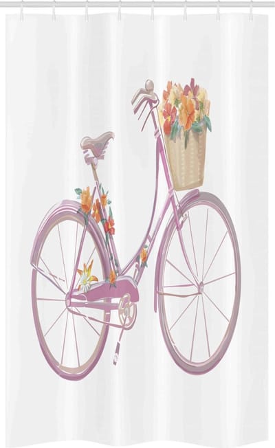 ABAKUHAUS Fiets – Smal douchegordijn Roze bloemen – 120x180 cm – Polyester