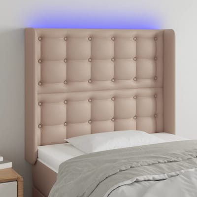 vidaXL - Hoofdbord - LED - 83x16x118/128 - cm - kunstleer - cappuccinokleurig