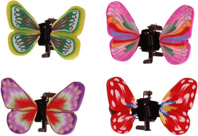 4 Haarklemmetjes met gekleurde vlinders - 3 cm