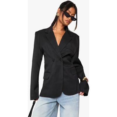boohoo Dames Tailored Cinched Waist Wrap Blazer | Zwart | Maat: 40