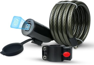 Fietsslot, sleutelloos antidiefstal fietskabelslot (120 cm) met waterdichte kabel en montagebeugel (vingerafdruk)