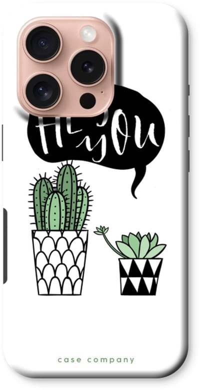 Case Company® - Hoesje geschikt voor iPhone 16 Pro hoesje - Hey you cactus - Tough Case - Maximale Bescherming alle Kanten en Schermrand