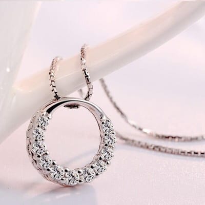 Colliers en argent Sterling 925, collier rond en cristal, pendentifs et colliers, bijoux white