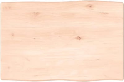 Tafelblad Massief Eikenhout - Houten Werkblad - Tafel Opknappen - Handgemaakt Natuurlijke Rand - 60x40x2 cm - Naturel
