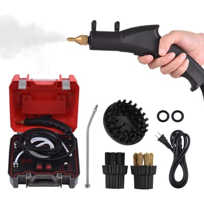 Nettoyeur à vapeur Portable, Machine de nettoyage à vapeur pressurisée à haute température, sans réservoir et lourd US Plug-2000W rouge