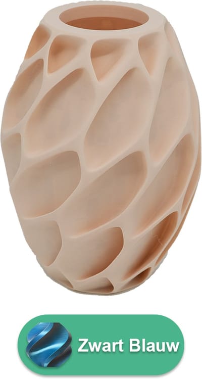 Oruna organische vaas – Decoratieve vaas - Zwart / Blauw - 3d geprinte vaas – geschikt voor droogbloemen - 20CM