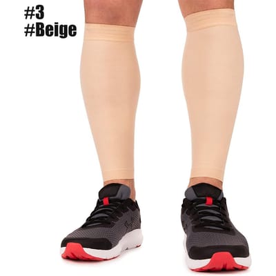 Manchons de Compression pour Mollets Grande Taille S-7XL 30-40mmHg Pour Hommes Course à Pied Athlétisme Varices Soutien Médical S beige