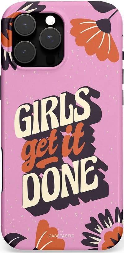 Casetastic hoesje geschikt voor Apple iPhone 16 Pro Max - MagSafe - Dubbellaagse bescherming - Girls get it done - Fashion Case - Lila Donkergrijs Terracotta