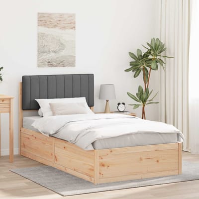 vidaXL - Bedframe - met - Gevoerde - Hoofdbord - Donkergrijs - 100 - x - 200 - cm