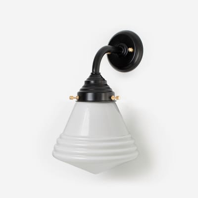Buitenlamp - Wandlamp Luxe School Small Curve Zwart - Art Deco Trade
