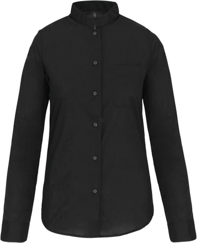 Kariban Damesblouse met Mao kraag lange mouwen K514 - Black - S