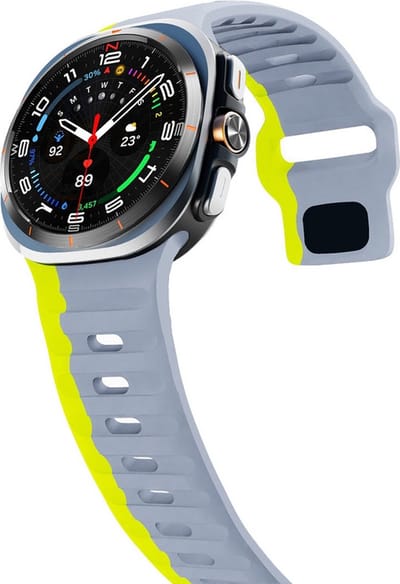 Siliconen bandje - geschikt voor Samsung Galaxy Watch Ultra (47mm) / Ultra 2025 (47mm) - grijs-fluoriserend