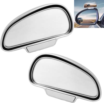 2 stuks dode hoekspiegel, 360 graden buitenspiegel, blinde spiegel, universele blindspiegel voor voertuigen, geschikt voor auto, vrachtwagen, SUV, rijschoolspiegel in zilver