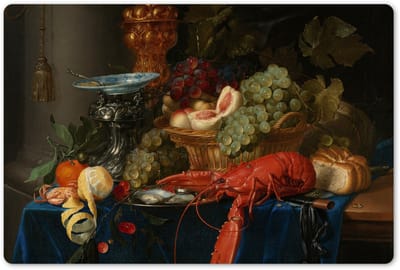 Placemats 45x30 cm - Placemat kunststof - 1 stuk - Stilleven met een gouden bokaal - Schilderij - Oude meesters - Borden onderleggers - Decoratie voor op tafel - Keuken tafeldecoratie accessoires - Vinyl onderlegger - Tafelversiering