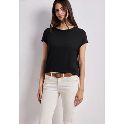 Shirt met korte mouwen en boothals