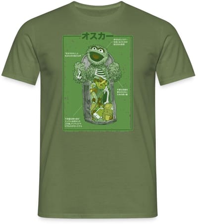 Sesamstraat Oscar Anatomie Vuilnisbak T-Shirt Heren