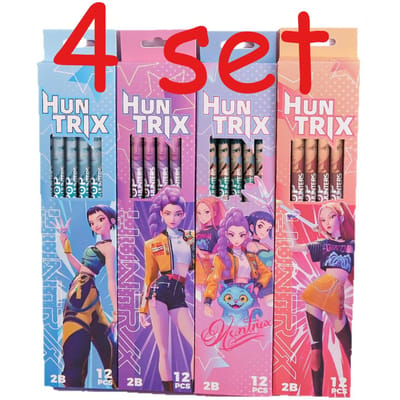 12 Stuks/Set K-POP Demon Hunters Filmkarakter Zwarte Potloden Student Kantoorbenodigdheden en Cadeau Hoge Kwaliteit