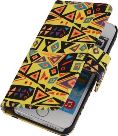 Abstract booktype wallet cover hoesje voor Apple iPhone 5 / 5s
