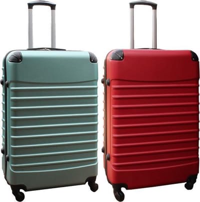 Travelerz kofferset 2 delig ABS groot - met cijferslot - 95 liter - rood - groen