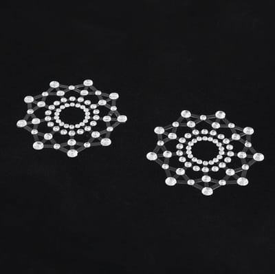 Tepel sieraad - Nipple sticker - Tepel sticker - Tepelstickers - Burlesque - Partyaccessoire - Diamantjes - Steentjes - Wit - 1 paar
