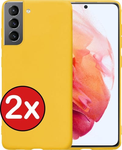Hoesje - 2 Stuks - Geschikt voor Samsung Galaxy S21 - Sterk & Shockproof - Telefoonhoes - Back Cover - Case Siliconen - Telefoon Hoes - Geel