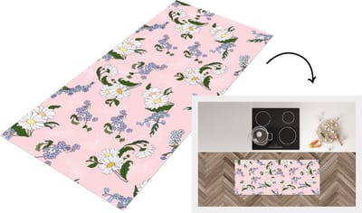 Keukenloper - Loper keuken - Patronen - Vergeet me nietjes - Bloemen - 120x50 cm - Keukenloper vinyl