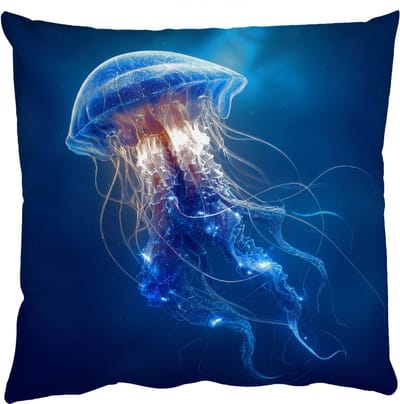 Sierkussens - Kussentjes Woonkamer - 50x50 cm - Kwal - Lichtgevend - Tentakels - Blauw