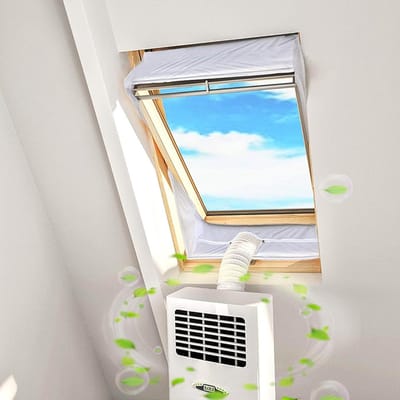 Afdichtingsdoek voor airconditioners – AC-afdichtstrip – 230 × 38 cm – Universele pasvorm – Draagbaar – Met ritssluiting – Eenvoudig te installeren ventilatieset – Tweedelig ontwerp – Zorgt voor optimale luchtuitwisseling – Wit