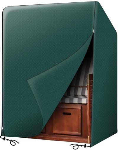 Dailygoods- Strandstoel Beschermhoes Weerbestendig - Waterdicht - Scheurvast - Verstelbare Ritssluiting - 125x90x165/130cm - Polyethyleen Materiaal - Tuinmeubelhoes