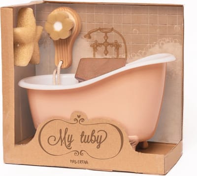 Mrs Ertha My Tubby Poppenbadje met accessoire set - Coral (geschikt voor pop van 21cm)