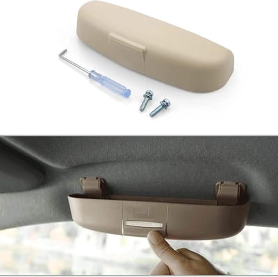 Opbergdoos Organizer - Brilhouder - Auto Interieur - Eenvoudige Installatie - 12 x 10 x 6 cm - Beige