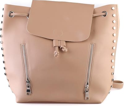 Trendy Rugzak met Studs - Dames - PU Kunstleer - 40x33 cm - Bruin - Dielay