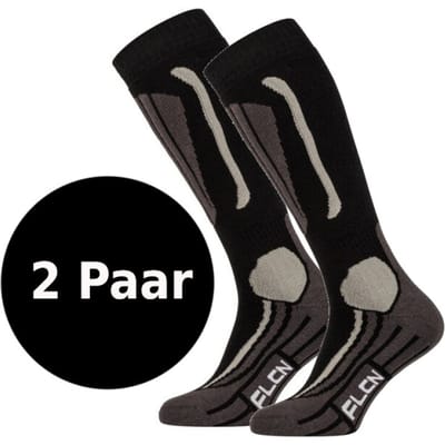 Falcon Victoria B Wintersportsokken - Maat 35-38 - Unisex - zwart/grijs
