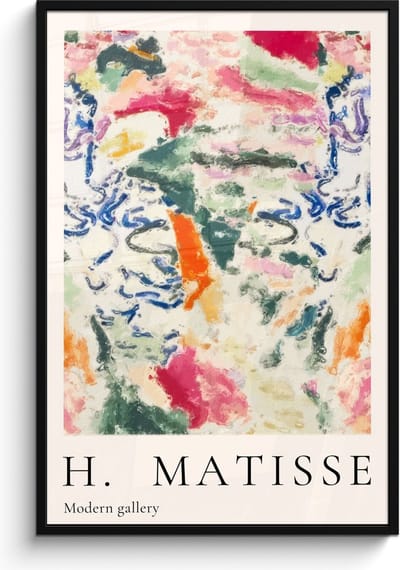 Poster in lijst - Fotolijst 80x120 cm - Posters - Matisse - Kunst - Kleurrijk - Abstract - Posterlijst zwart - Decoratie - Wanddecoratie woonkamer - Muurdecoratie slaapkamer