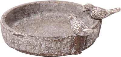 Famanu Klassiek Vogelbad Zwembad-Oase - Cement Waterbad Voor Wilde Vogels - Voor Tuin/Terras/Balkon - Ø 24,5 cm - Grijs