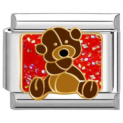 Quiges - Schakel - Bedel - 9mm - charms - Kleurrijk - Teddybier - Geschikt voor - armband - Schakelarmband - italy bedels armband