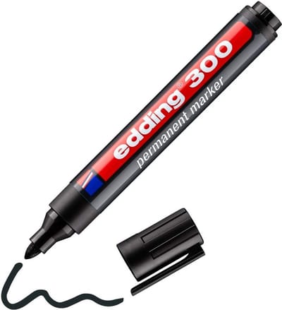 Edding 300 Permanent Marker - Waterdicht - Sneldrogend - Wrijfvast - Ronde Punt - Geschikt voor Glas, Metaal, Hout, Kunststof, Karton - Zwart - 1 Stift