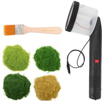 ABS Antislip Handvat Mini Statisch Gras Vlokker met 4 Kleuren Graspoeders voor Doe-het-zelf green