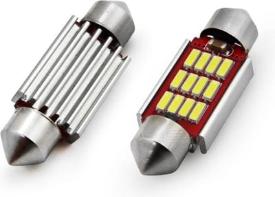 Dome - 39MM LED - CANBUS - 12SMD - 4014 - 12/24V - 2 stuks - wit