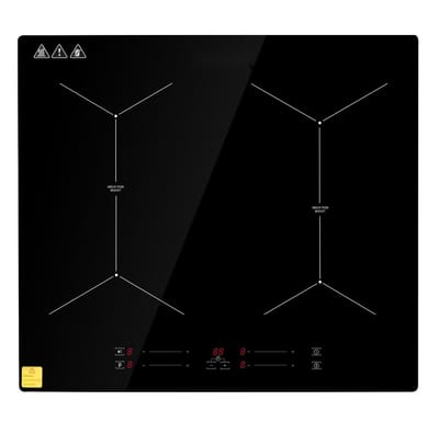Inductiekookplaat - Elektrisch fornuis - Veelzijdig koken - Touchscreen bediening - 59 cm - Zwart