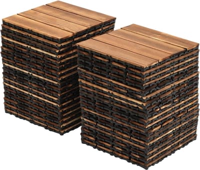 Houten Dektegels - Kliktegels Balkon - Terras Vernieuwen - Antislip Structuur - 30x30 cm - Bruin