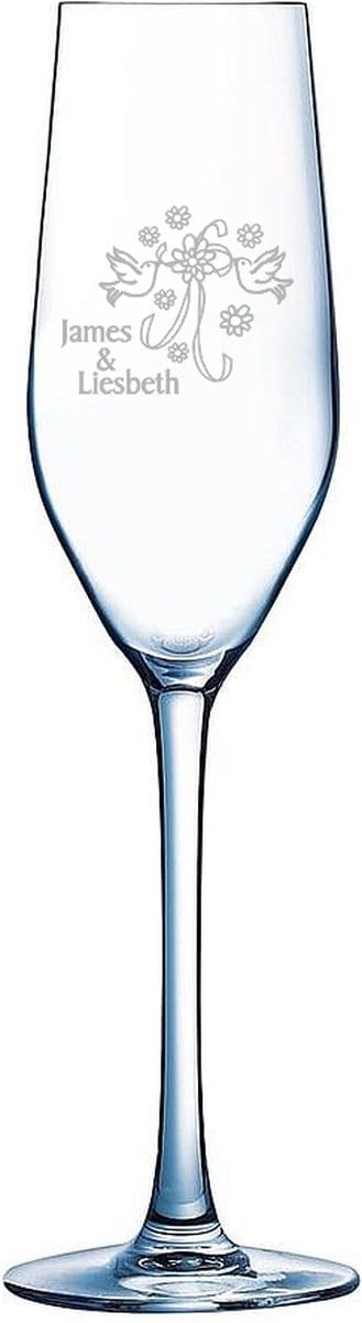 2 stuks champagne glas met naam gegraveerd - uniek en persoonlijk cadeau - huwelijk - cadeau - glas graveren - huwelijkscadeau - Valentijnscadeau - bruidspaar