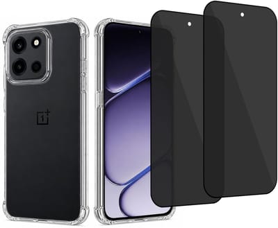 ChiGuard Hoesje & 2x Privacy Screenprotector geschikt voor OnePlus Nord 6 Hoesje Screenprotector - Gehard Glas Cover + Shock Proof Case - Transparant