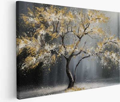 Saammp Muurcirkel Hout - Goude details - Vrouw - abstract - Ø 80 - Wandcirkel - Wanddecoratie Cirkel - Muurdecoratie Woonkamer - Slaapkamer decoratie - Rond Schilderij