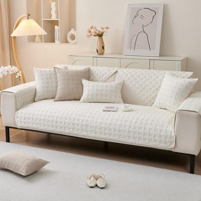 Coussin de Canapé en Coton Pur Quatre Saisons Tissu en Coton Antidérapant Coussin Simple Housse Universelle Housse Moderne Nouveau Été 70*70cm