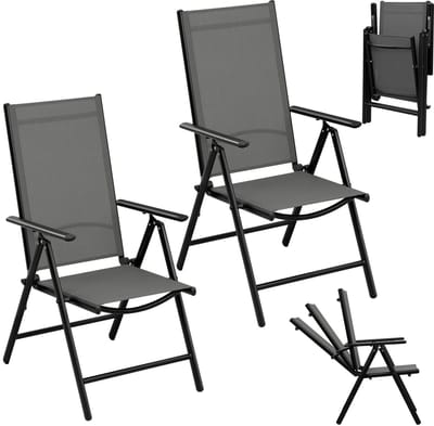 Jurrys Tuinstoelen - Tuinset - Tuinmeubelen - Set van 4 - Inklapbaar - Hoge Rugleuning - Verstelbaar - Afmeting 56x70x107cm - Zwart